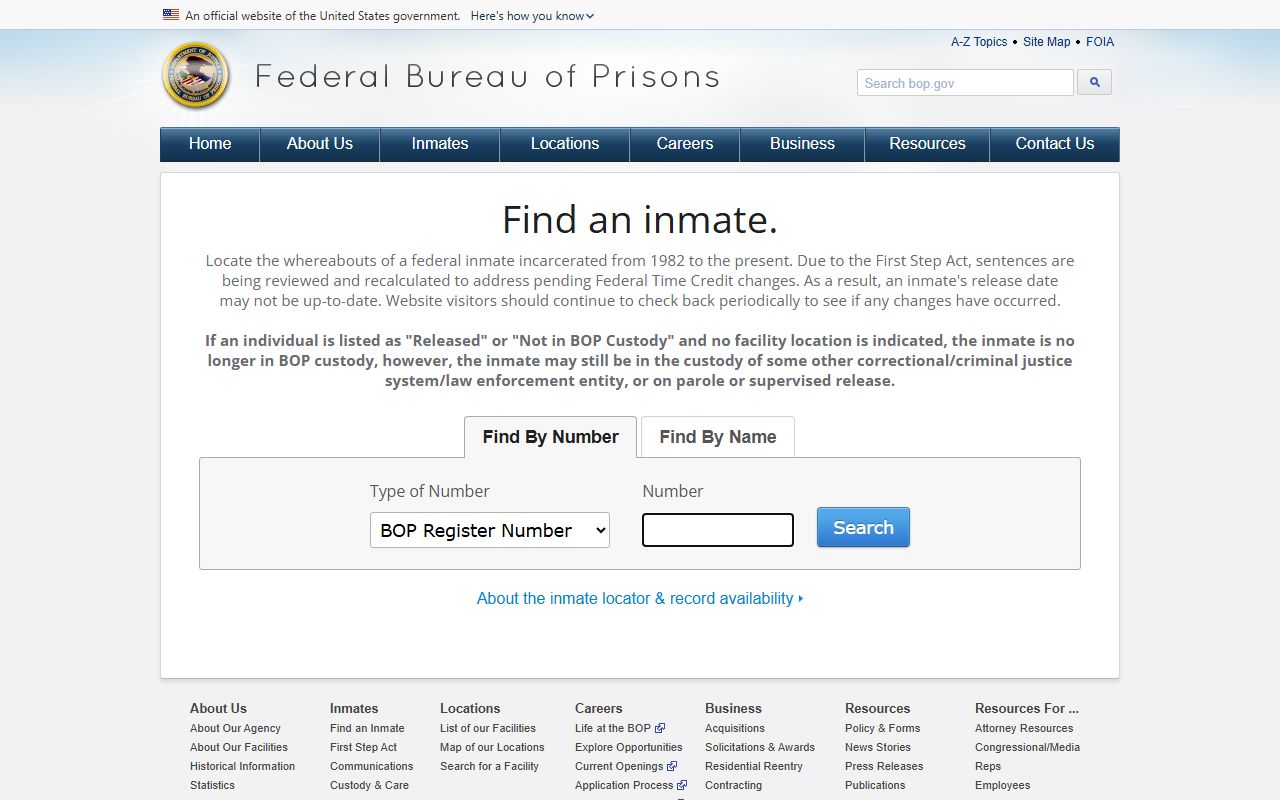 Hancock County federal custody BOP inmate locator without mugshot gallery